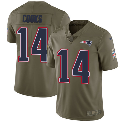 Nike Patriots #14 Brandin Cooks Olive Youth Stitched NFL Limited Salute to Service Jersey